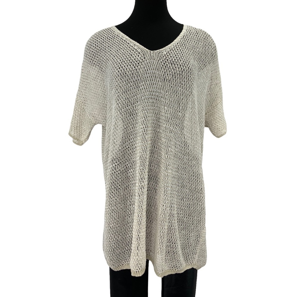 Eileen Fisher Petite Summer Linen shirt Sleeve Sweater B6